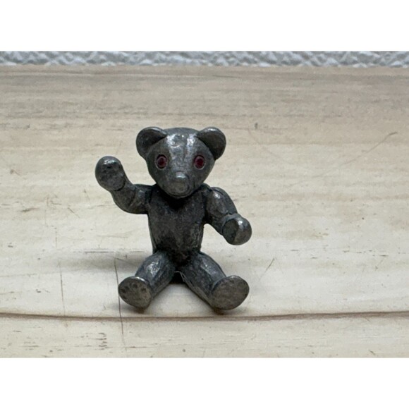 Vtg Lot Of 6 Pewter Animal Figurines Cats Bears Bulls - Picture 15 of 16